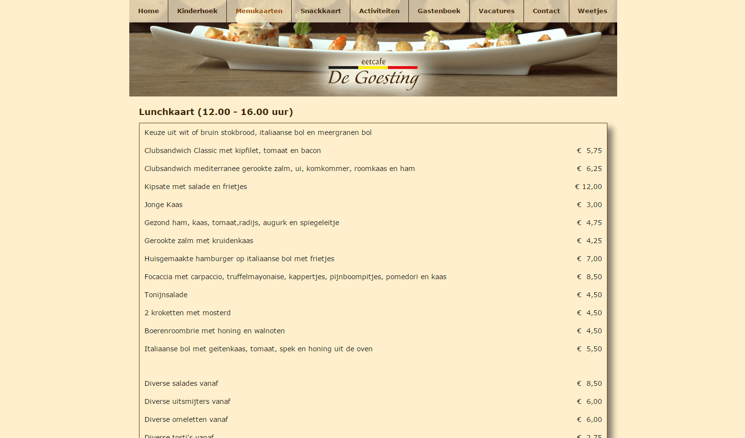 Eetcafé De Goesting website