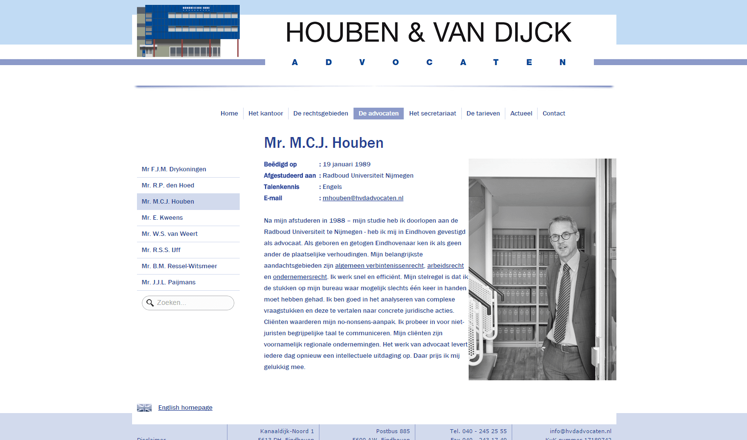 Houben & van Dijck Advocaten website